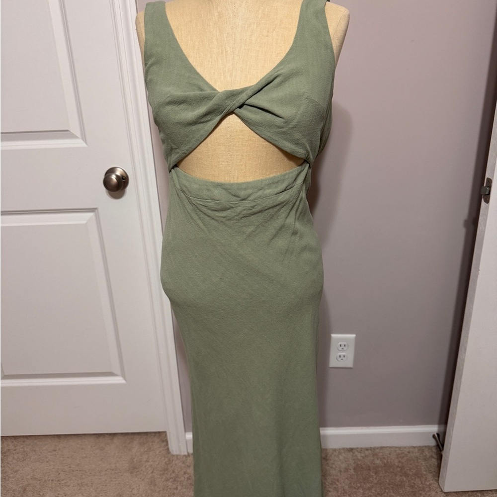 Petal & Pup Olive Green Cutout Midi Dress